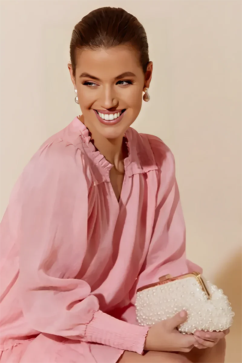 Clutch Norma Jean mit synthetischen Perlen